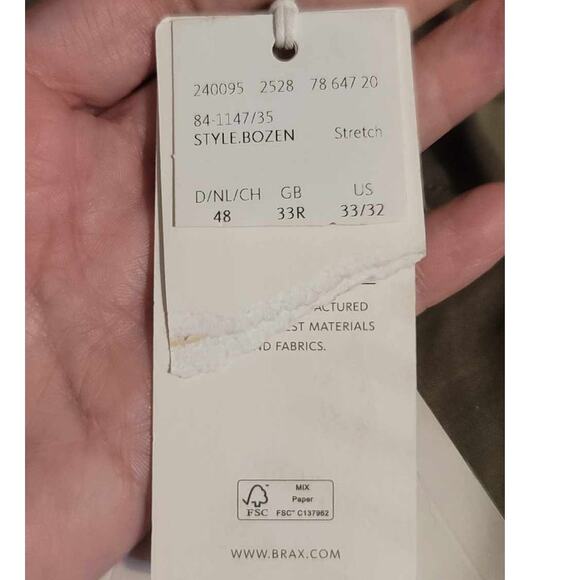 Brax Feel Good Bozen Flat Front Stretch Cotton Bermuda Shorts Green 33 NEW - Picture 5 of 16